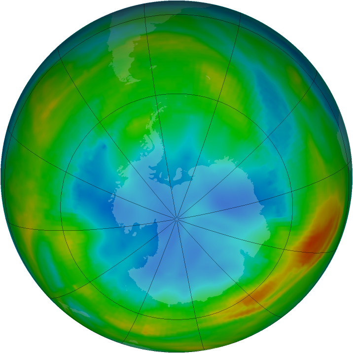 Antarctic ozone map for 31 July 1986